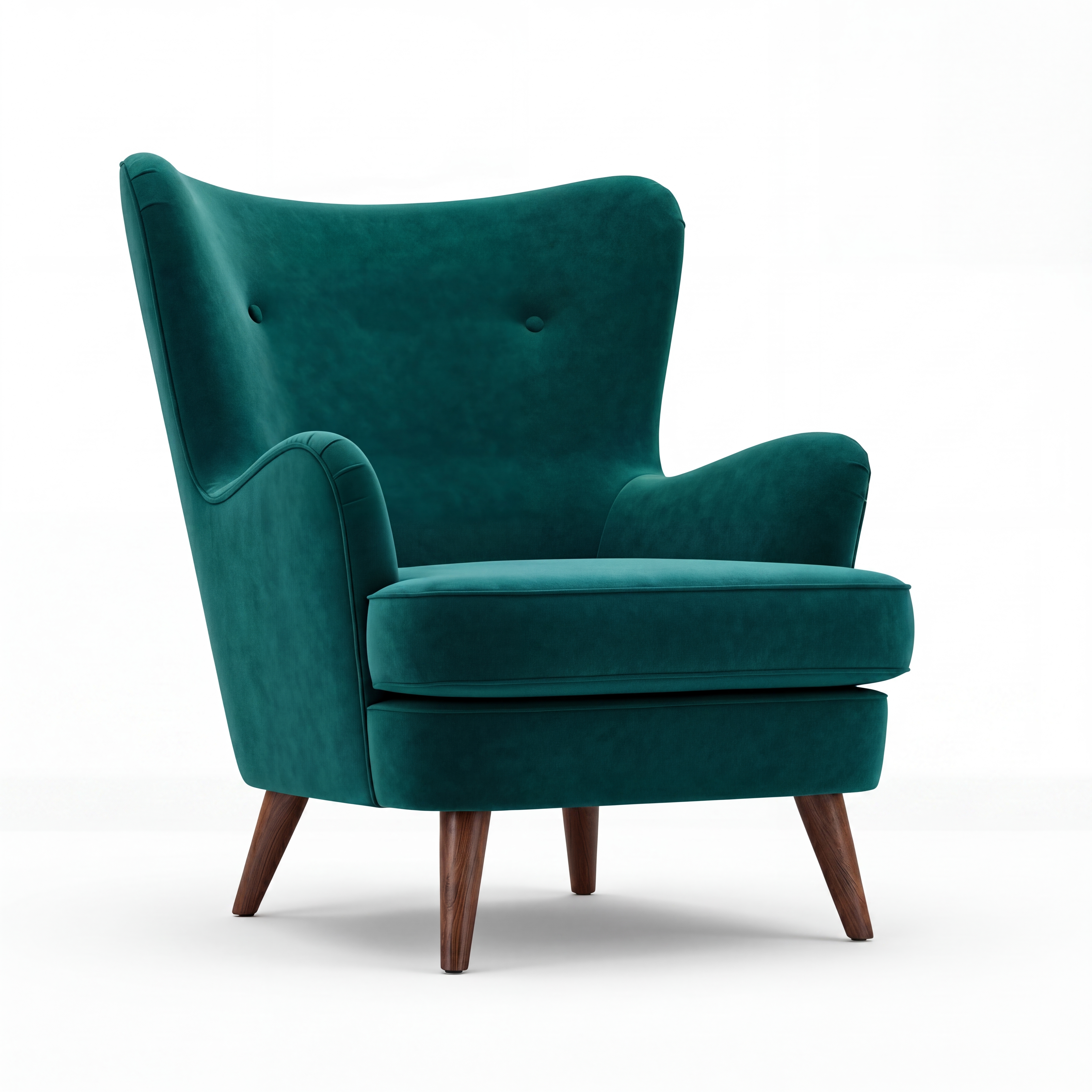 Emerald velvet wingback armchair